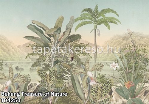 Behang Expresse Treasure of Nature vlies anyagú zöld, barna színű növényes, leveles, virágos, fás modern, natural poszter