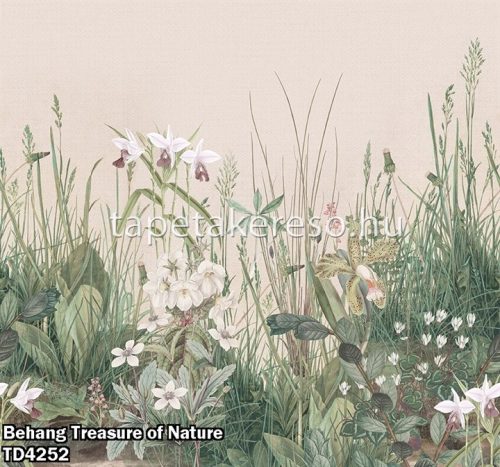 Behang Expresse Treasure of Nature vlies anyagú zöld, mályva színű virágos, növényes modern, natural poszter