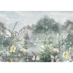   Behang Expresse Treasure of Nature vlies anyagú zöld, sárga, szürke színű növényes, leveles, virágos, fás modern, natural poszter