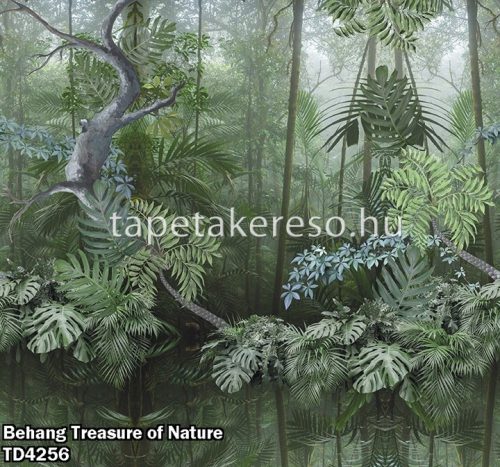 Behang Expresse Treasure of Nature vlies anyagú zöld, szürke színű leveles modern, natural poszter