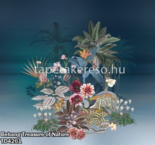 Behang Expresse Treasure of Nature vlies anyagú türkiz, rózsaszín, zöld, barna színű virágos, növényes modern, natural poszter