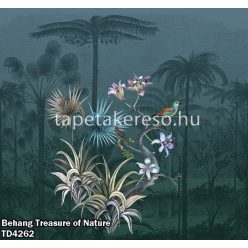   Behang Expresse Treasure of Nature vlies anyagú kék, barna, lila színű madaras, virágos, növényes modern, natural poszter