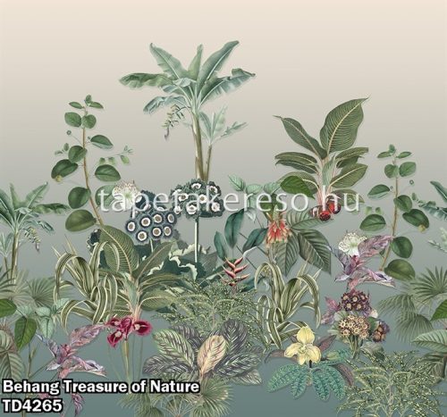 Behang Expresse Treasure of Nature vlies anyagú zöld, mályva színű virágos, növényes modern, natural poszter