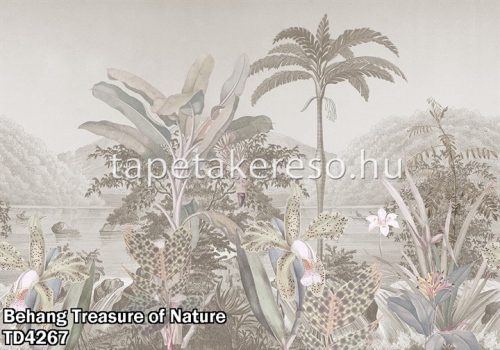 Behang Expresse Treasure of Nature vlies anyagú barna, szürke színű növényes, leveles, virágos, fás modern, natural poszter