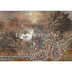   Behang Expresse Treasure of Nature vlies anyagú barna, zöld színű állatos, növényes modern, natural poszter