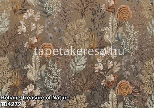 Behang Expresse Treasure of Nature vlies anyagú barna, sárga, beige színű leveles modern, natural poszter