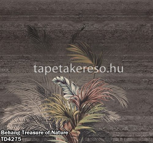 Behang Expresse Treasure of Nature vlies anyagú szürke, mályva, zöld, barna színű leveles modern, natural poszter