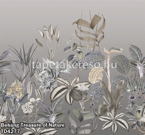 Behang Expresse Treasure of Nature vlies anyagú szürke, barna, lila színű virágos, növényes modern, natural poszter