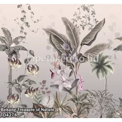   Behang Expresse Treasure of Nature vlies anyagú szürke, lila, rózsaszín, barna, zöld színű növényes, leveles, virágos, fás modern, natural poszter