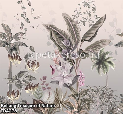 Behang Expresse Treasure of Nature vlies anyagú szürke, lila, rózsaszín, barna, zöld színű növényes, leveles, virágos, fás modern, natural poszter