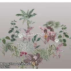   Behang Expresse Treasure of Nature vlies anyagú szürke, rózsaszín, lila, barna, zöld színű pillangós, virágos, ágas modern, natural poszter