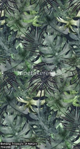 Behang Expresse Treasure of Nature vlies anyagú szürke, zöld, fekete színű leveles modern, natural poszter