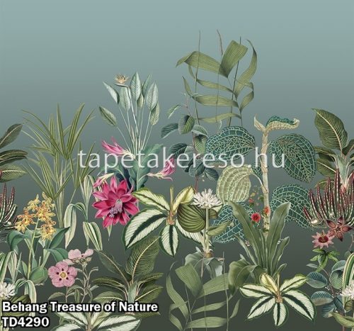 Behang Expresse Treasure of Nature vlies anyagú zöld, fehér, rózsaszín színű virágos, növényes modern, natural poszter