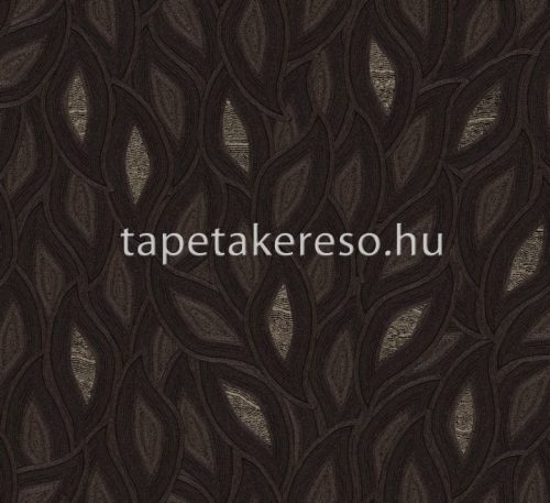 Khroma Terra vlies anyagú barna, fekete színű leveles modern tapéta