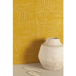   Khroma Terra vlies anyagú sárga, fehér színű absztrakt, geometriai modern tapéta