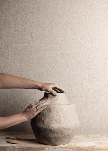Khroma Terra vlies anyagú barna színű absztrakt, geometriai modern tapéta
