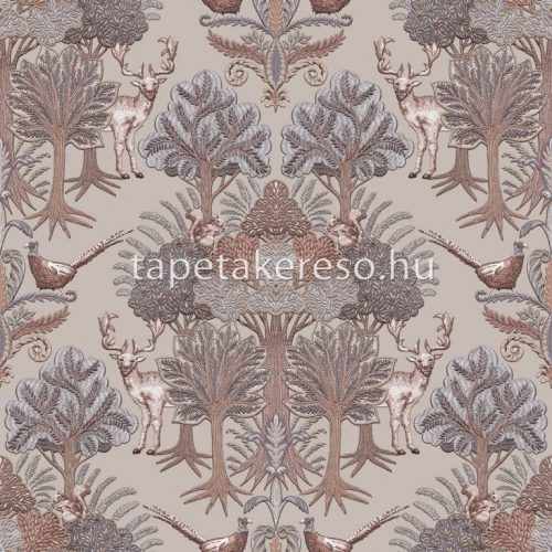 Design ID Tapestry vlies, vinyl anyagú szürke, barna színű állatos, fás modern tapéta
