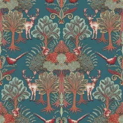   Design ID Tapestry vlies, vinyl anyagú zöld, barna, terrakotta színű állatos, fás modern tapéta