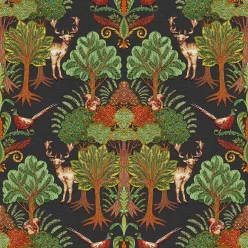   Design ID Tapestry vlies, vinyl anyagú fekete, zöld, barna, terrakotta színű állatos, fás modern tapéta