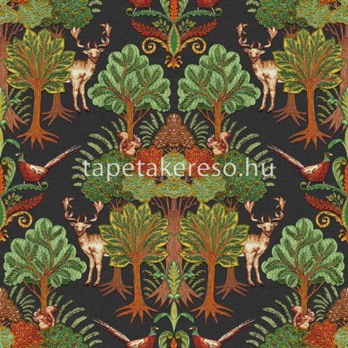 Design ID Tapestry vlies, vinyl anyagú fekete, zöld, barna, terrakotta színű állatos, fás modern tapéta