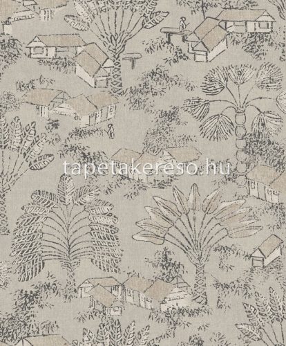 Khroma Tribute vlies anyagú beige, szürke, homok színű fás, épület, életkép modern tapéta