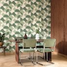 Caselio Twist vlies, vinyl anyagú, beige, zöld színű, geometriai, Modern tapéta