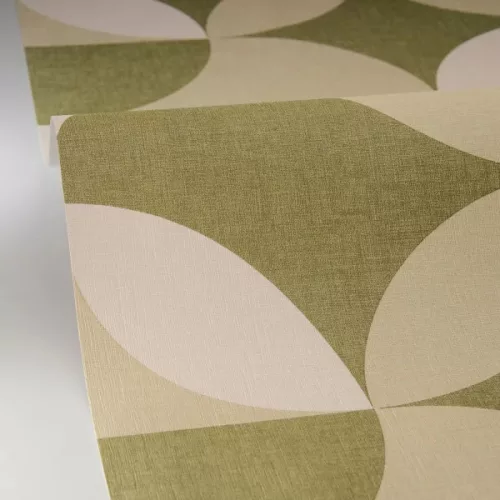 Caselio Twist vlies, vinyl anyagú, beige, zöld színű, geometriai, Modern tapéta
