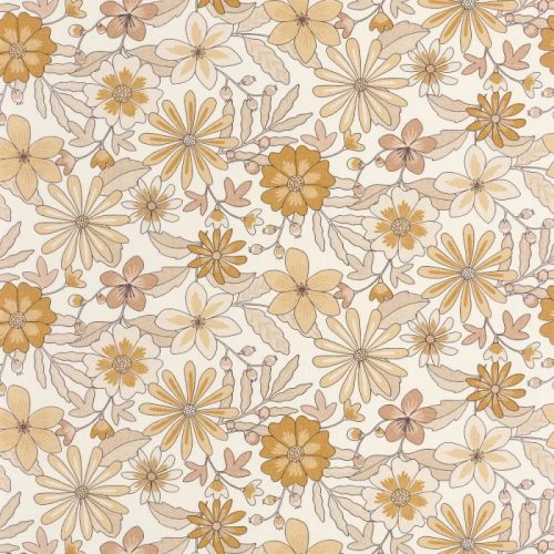 Caselio Twist vlies, vinyl anyagú, fehér, barna, beige színű, virágos, Modern tapéta