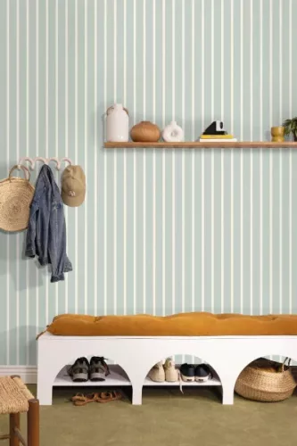 Caselio Twist vlies, vinyl anyagú, kék, fehér színű, csíkos, Modern tapéta