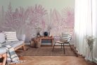 ICH Panorama vlies anyagú beige, rózsaszín színű leveles modern tapéta