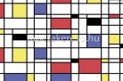 ICH Panorama vlies anyagú fekete, fehér, piros, kék, sárga színű geometriai modern tapéta