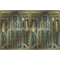   ICH Panorama vlies anyagú arany, zöld színű art deco modern tapéta