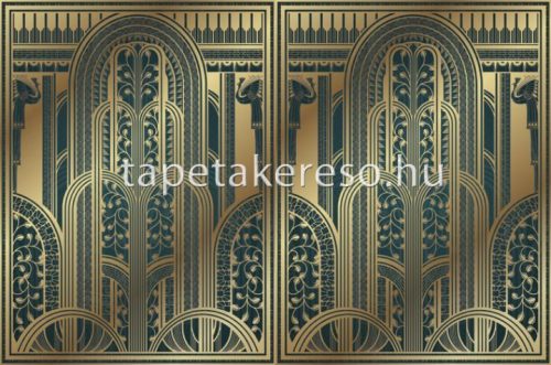 ICH Panorama vlies anyagú arany, zöld színű art deco modern tapéta