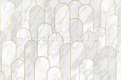 ICH Panorama vlies anyagú szürke, törtfehér, arany színű márványos, art deco modern tapéta