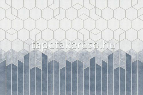 ICH Panorama vlies anyagú kék, szürke színű geometriai modern tapéta