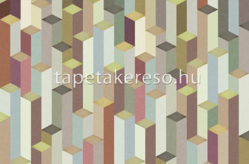 ICH Panorama vlies anyagú sárga, kék, barna, fehér színű 3d, geometriai modern tapéta