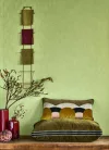 Casadeco Vegetals vlies, vinyl anyagú, zöld színű, geometriai, leveles, Modern tapéta