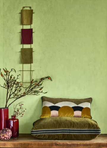 Casadeco Vegetals vlies, vinyl anyagú, zöld színű, geometriai, leveles, Modern tapéta