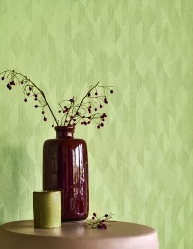 Casadeco Vegetals vlies, vinyl anyagú, zöld színű, geometriai, leveles, Modern tapéta