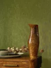 Casadeco Vegetals vlies, vinyl anyagú, zöld színű, geometriai, leveles, Modern tapéta