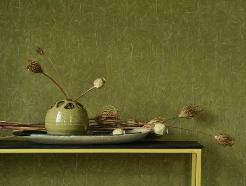 Casadeco Vegetals vlies, vinyl anyagú, zöld színű, geometriai, leveles, Modern tapéta