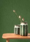 Casadeco Vegetals vlies, vinyl anyagú, zöld színű, geometriai, leveles, Modern tapéta
