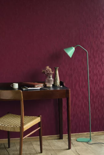 Casadeco Vegetals vlies, vinyl anyagú, bordó  színű, geometriai, leveles, Modern tapéta