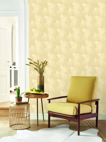 Casadeco Vegetals vlies, vinyl anyagú, beige, barna színű, leveles, Modern tapéta