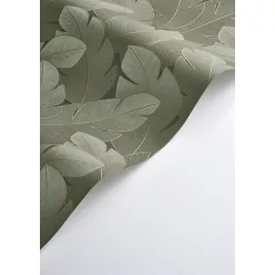   Casadeco Vegetals vlies, vinyl anyagú, zöld, bronz színű, leveles, Modern tapéta