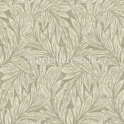 Casadeco Vienne vinyl, vlies anyagú beige, zöld színű leveles, textilhatású klasszikus tapéta