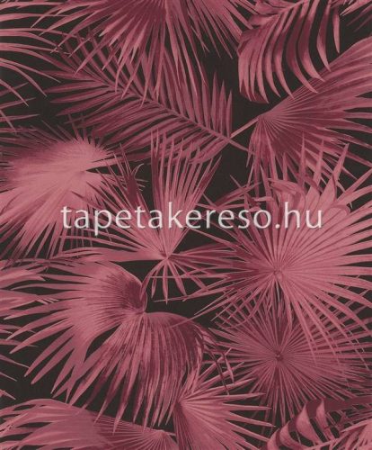 Khroma Wild vlies anyagú fekete, bordó színű leveles, növényes modern tapéta