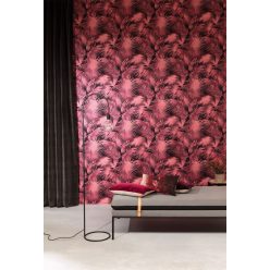   Khroma Wild vlies anyagú fekete, bordó színű leveles, növényes modern tapéta