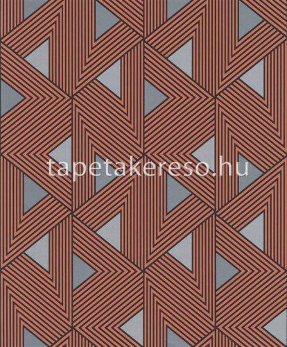 Khroma Wild vlies anyagú fekete, ezüst, terrakotta színű geometriai modern tapéta