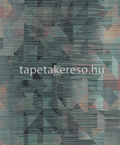 Khroma Wild vlies anyagú türkiz, kék, terrakotta színű geometriai modern tapéta
